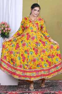 Nouvel ensemble ethnique haut de gamme pour femme en rayonne, style Angarkha, avec pantalon Bada Ghera et dupatta, fabriqué à partir de matériaux recyclés, idéal pour les occasions festives - Product Image 5