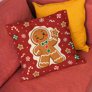 Funda de Cojín de Poliéster con Estampado de Doble Cara de Hombre de Jengibre Navideño Retro, 18x18 Pulgadas, Funda de Almohada Personalizada para Decoración del Hogar - Product Image 1