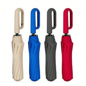Parapluie de luxe pliable automatique en gros avec boucle annulaire, coupe-vent, 3 sections, personnalisable avec logo, pour la pluie et les UV - Product Image 1