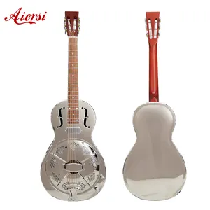 Aiersi brand Glossy Chrome plated Bell Brass Electric Parlour Resonator Guitar with pickup bluegrass Acoustic music TRG10E