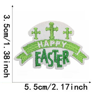 Certified Factory Custom <b>Letter</b> Cartoon Rabbit Egg Embroidered Patch Iron <b>On</b> Happy Easter Embroidered Patches For Clothing - Product Image 4