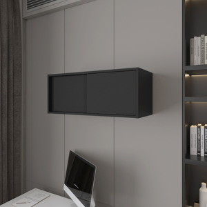 Armoire flottante Anegam avec porte coulissante, étagère murale noire pour le rangement à domicile ou au bureau - Product Image 1