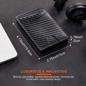 Portefeuille intelligent en fibre de carbone avec blocage RFID, porte-cartes automatique avec pince à billets pour hommes - Product Image 5