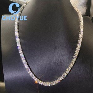 New Design Moissanite Tennis <b>Chain</b> 925 Silver Rhodium Plated Baguette Cut Channel Setting <b>Iced</b> <b>Out</b> Jewelry for Men GRA - Product Image 6