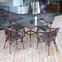 Ensemble de table et chaises de jardin nordique XY, en aluminium, pour extérieur, idéal pour café, restaurant