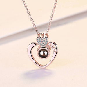 Collier « Je t'aime » en 100 langues, pendentif en forme de cœur, plaqué or, bijoux romantiques pour femmes, cadeau d'anniversaire - Product Image 4