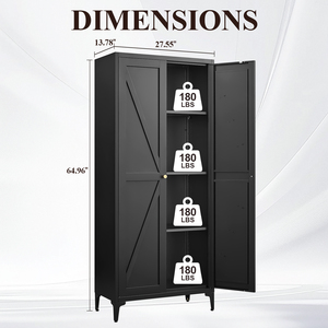 Ready Stock in USA Free Shipping [Metal Adjustable] 2 Doors Metal Storage Cabinet Kitchen Pantry Cabinet Support <b>Dropshipping</b> - Product Image 2