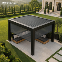 Ultimative Bioklimatische Motorisierte Pergola mit Wasserdichtem Lamellendach Hurrikan-Resistent für Balkon Privatgarten Terrasse Dekoration