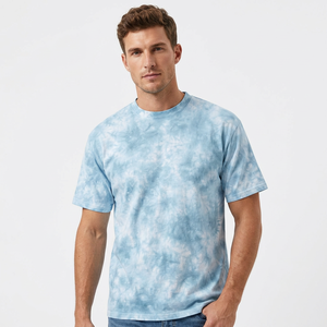 Camiseta de Manga Corta con Cuello Redondo y Estampado Tie-Dye para Hombre, Corte Regular, Informal, de Algodón Jersey, Personalizable, Unisex, Estilo Elegante, Directo de Fábrica - Product Image 1