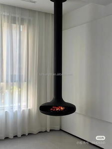 <span class=keywords><strong>Cheminée</strong></span> d'intérieur moderne noir mat au bio-éthanol à granulés <span class=keywords><strong>de</strong></span> <span class=keywords><strong>feu</strong></span> véritable suspendu pour hôtel villa murale alcool suspendu vie - Product Image 2