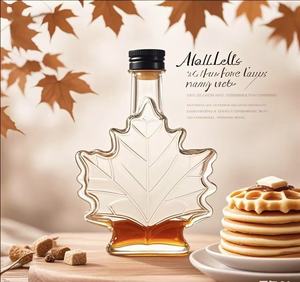 Bouteilles en verre Maple Leaf pour sirop tailles 50ml 100ml 250ml & 500ml avec finition givrée bouchon en métal bouchon en liège - Product Image 4