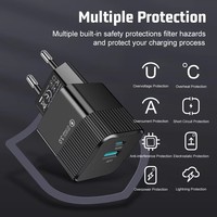Mini adaptateur de charge rapide coloré 25W QC3.0 PD, chargeur mural USB C avec prise US EU KR