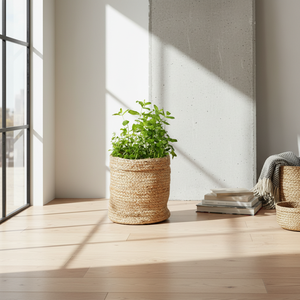Cesta de Yute Multifuncional y Ecológica de Diseño Circular Sólido Moderno DIVTIK DECOR para Almacenamiento - Product Image 2