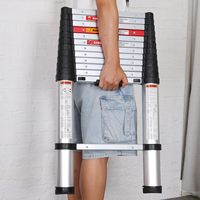 Échelle escamotable en aluminium de 2 m à un bouton avec pieds antidérapants, portable, utilisée comme escalier en aluminium