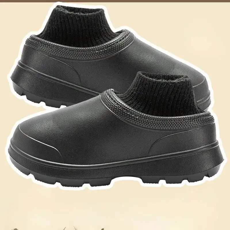 Unisex çorap trend su geçirmez botlar 6cm kalın alt kış ev sıcak pamuklu ayakkabılar kadınlar ve erkekler için