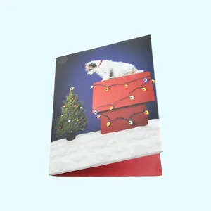 メリークリスマスツリーギフトカード手作りカスタムグリーティングカードクリスマスギフトお土産ポストカード照明付き