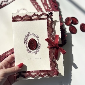 Luxury Lace Wedding Invitation Card With <b>Wax</b> <b>Seal</b> Ribbon Bow Custom Handmade Wedding Stationery Set - Product Image 4