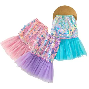 Wholesale Hot Selling Elastic Waist Mermaid Skirt Summer Sparkling Sequin Girls Skirts