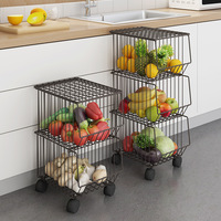 Paniers de rangement multicouches de grande capacité, organisateur de fruits et légumes amovible, chariot, panier de fruits peu encombrant pour la cuisine