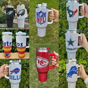 Vasos deportivos con tapas de 40oz de acero inoxidable personalizados para equipos de fútbol Texans Cowboys con diamantes de imitación KC Chiefs - Product Image 6