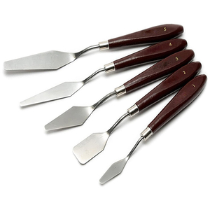 Vente <span class=keywords><strong>en</strong></span> gros, manche <span class=keywords><strong>en</strong></span> <span class=keywords><strong>bois</strong></span>, ensemble de couteaux à <span class=keywords><strong>Palette</strong></span> <span class=keywords><strong>en</strong></span> acier inoxydable pour la peinture, 5 pièces - Product Image 1