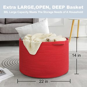 Wholesale Cute Round <b>Woven</b> <b>Basket</b> Cotton Rope Toy <b>Basket</b> Storage Bins for Organizer - Product Image 3