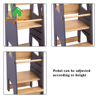 Tour d'apprentissage en bois pour enfants, tabouret d'aide en cuisine réglable pour tout-petits, marchepied Montessori avec barrière de sécurité pour enfants