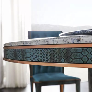 Bộ Bàn Ăn Đá Cẩm Thạch Sang Trọng Đồ Nội Thất Phòng Ăn Cao Cấp Của Ý Bộ Bàn Ăn Tròn Bằng Thép Không Gỉ - Product Image 5