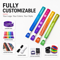 Bracelet en tissu tissé en polyester jetable et réglable, personnalisé avec logo, pour salons professionnels et expositions