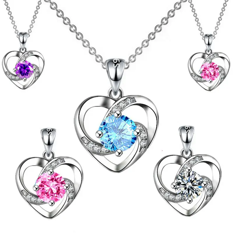 Silber-Halsband herzförmig Strass Anhänger Kristall Liebe Herzförmiges Choker-Kette Halsketten für Damen Hochzeit Schmuck Geschenke