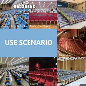 Chaise d'auditorium en chêne <span class=keywords><strong>massif</strong></span> de qualité supérieure avec base en fer robuste et <span class=keywords><strong>tablette</strong></span> d'écriture intégrée pliable pour les cinémas et les salles de conférence - Product Image 4