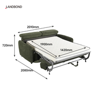 Sofá Cama Convertible Manual Moderno de Tela con Cojín Ajustable Landbond OEM, Sofá Plegable con Colchón Extraíble