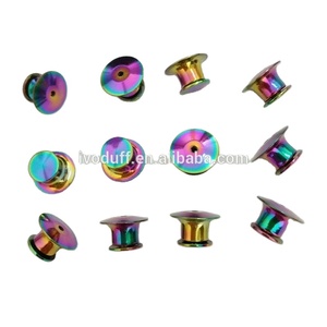 New Cầu Vồng Màu Khóa Lại Kim Loại Ly Hợp Clasp Fastener Pin Trở Lại Brass Tie Tac Khóa Đầu Phẳng Nhãn Pin Trở Lại - Product Image 3