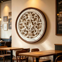 Décoration murale en bois sculpté rond vieilli style vintage, plaque murale florale en bois style ferme, décoration murale Shabby Chic pour entrée