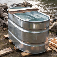 6 Fuß verzinkter ovaler Holzofen-Wassertank mit 41mm Ablaufventil, off-grid Eisbad-Tauchbecken