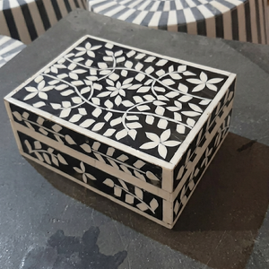 Handmade Wooden Jewelry <b>Box</b> with Floral Inlay Pattern Elegant <b>Trinket</b> Organizer Decorative Storage Case for Bedroom Home Decor - Product Image 1