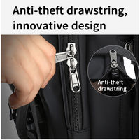 Sac à dos pour ordinateur portable personnalisé POSO pour homme avec port de charge USB, fermetures éclair antivol, sac à dos de voyage extensible 4 en 1
