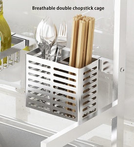 رف تخزين حوض مطبخ كلاسيكي من الفولاذ المقاوم للصدأ فوق الحوض وعاء مقاوم للصدأ حامل أكواب للأطباق - Product Image 5