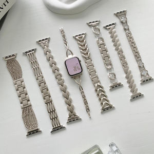 Bracelet de montre de luxe Upro en denim avec chaîne, couleur Starlight métallique, 49 mm, bracelet de remplacement design pour Apple Watch S10 Ultra - Product Image 1