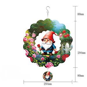 Vente en gros de moulinets à vent 3D pour décorations de jardin, moulinets à vent mandala colorés, carillons éoliens, décoration de jardin, gnome rose - Product Image 2
