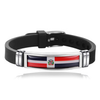 Bracelet de manchette en acier inoxydable de drapeau de pays différent fait sur commande de mode pour des femmes