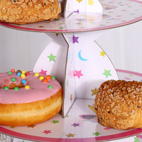 Support à gâteau licorne à 2 niveaux de style européen, en papier, résistant au four, pour mariage, anniversaire, fournitures et décorations de fête