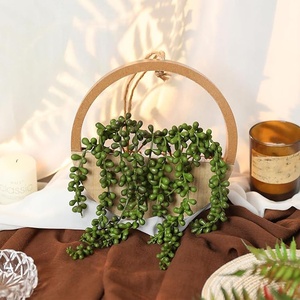 2 plantes succulentes artificielles en bois avec perles de <span class=keywords><strong>ficelle</strong></span>, <span class=keywords><strong>pot</strong></span> et cordon - Product Image 5