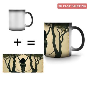 Simple Unprinted DIY Frosted Craft Mug 11oz Black <b>Ceramic</b> Heat Sensitive <b>Cup</b> - Product Image 4