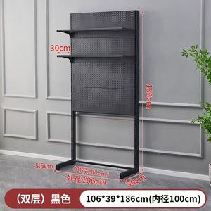 Étagère murale pliable robuste en métal chromé avec revêtement noir mat pour l'affichage de vêtements - Product Image 6