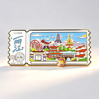 Aimant de réfrigérateur en métal émaillé rigide en forme de billet, aimant personnalisé pour monument de ville, autocollant magnétique pour réfrigérateur, cadeau souvenir de voyage