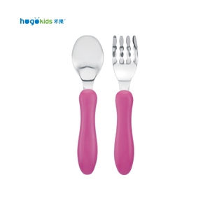 Juego de Cuchara y Tenedor de Acero Inoxidable Ecológico para Bebés Hogo Kids, con Mango de PP y Cuerpo Recto, para Niños de 2 a 4 Años - Product Image 1