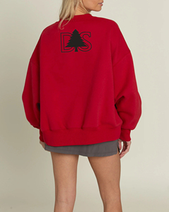 Sweat-shirts à manches larges personnalisés avec impression en relief, broderie, en coton mélangé, molleton, épaules dénudées, col rond, pour femmes - Product Image 2