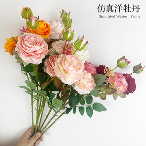 Fleurs artificielles de pivoine occidentale en soie, 60 cm de haut, bouquet de simulation pour mariage et décoration intérieure - Product Image 2