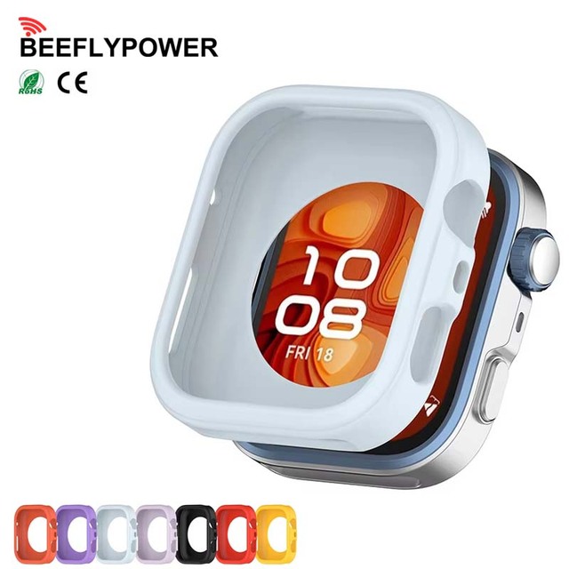BEEFLYPOWER Silicone Soft Case with HD Display & Direct Charging Shockproof Protective Cover for Fit 4/4 Pro Smart Watch